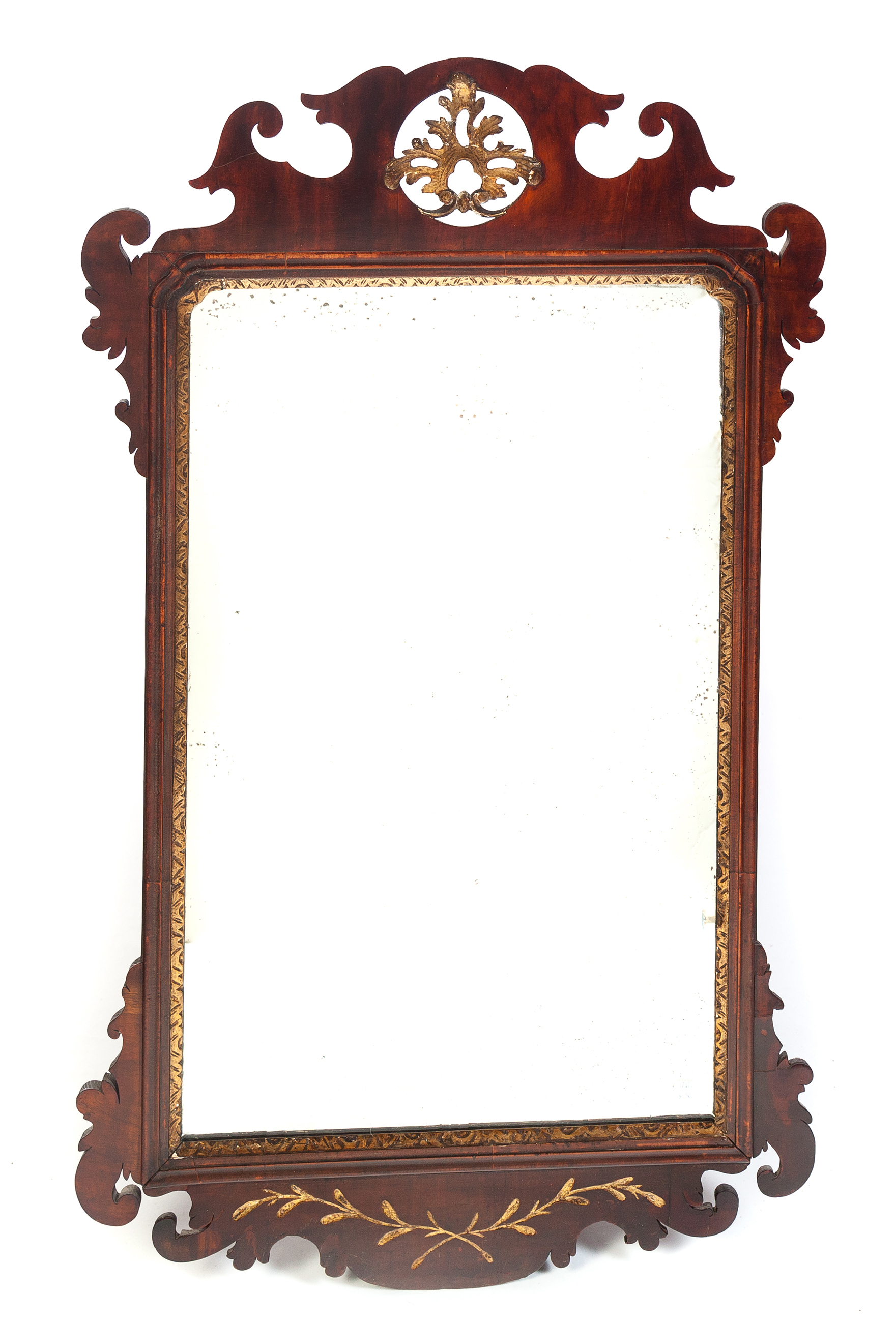 Appraisal: ENGLISH CHIPPENDALE MIRROR Second half- th century mahogany veneer Gilt