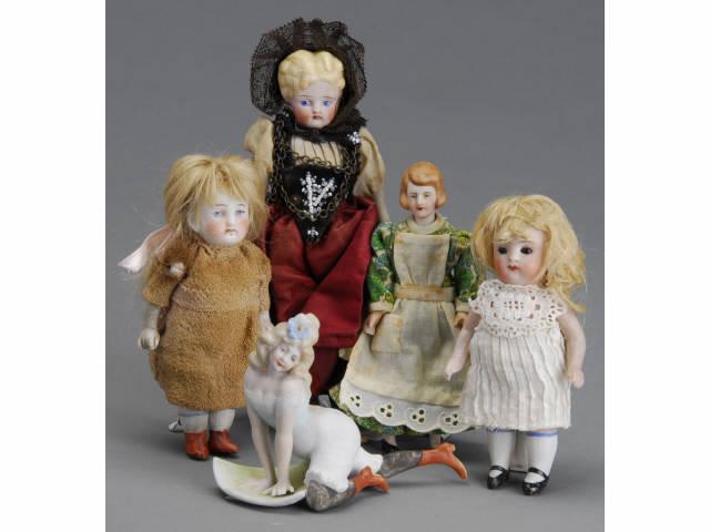 Appraisal: Lot Five All Bisque Dolls and Novelties Germany ca includes