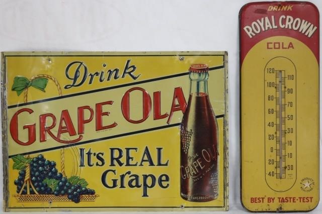 Appraisal: LITHOTIN ADVERTISING ITEMS TO INCLUDE GRAPECOLA SIGN X SHOWS ROUGHAGE