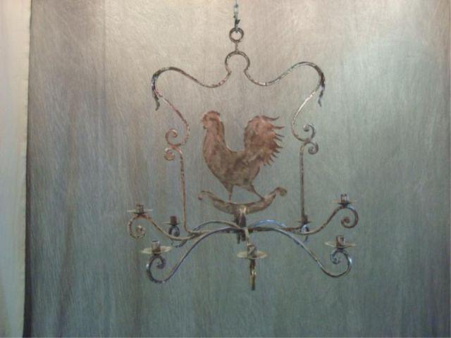 Appraisal: Arm Rooster Hanging Candelabra From a Long Island location Dimensions