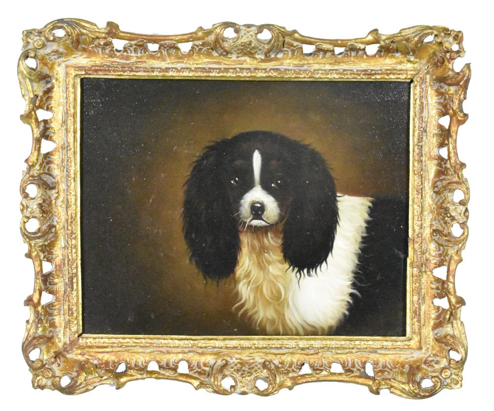 Appraisal: AMERICAN SCHOOL th Century Portrait of a Spaniel unsigned oil