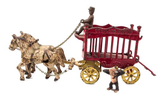 Appraisal: Sale Lot CIRCUS OVERLAND Cast iron red caged wagon with