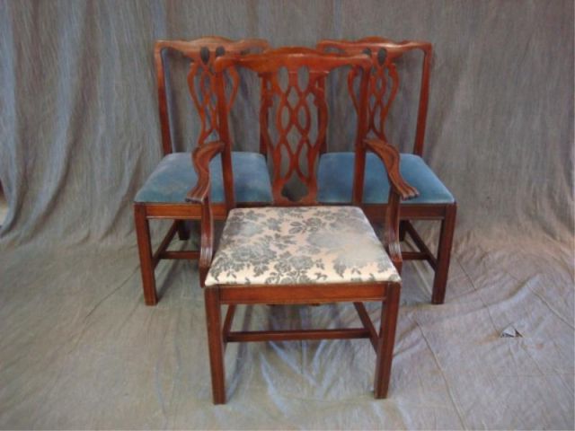 Appraisal: Chippendale Style Chairs Pair Side Arm Chair