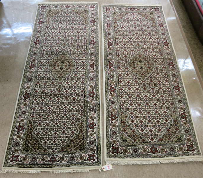 Appraisal: TWO VERY SIMILAR HAND KNOTTED ORIENTAL AREA RUGS Persian Bidjar