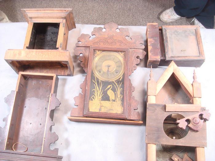 Appraisal: Group of cottage and kitchen clock cases and parts Estimate