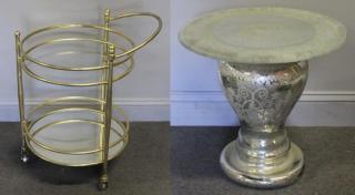 Appraisal: Lot of Two End Tables Includes a gilt steel tier