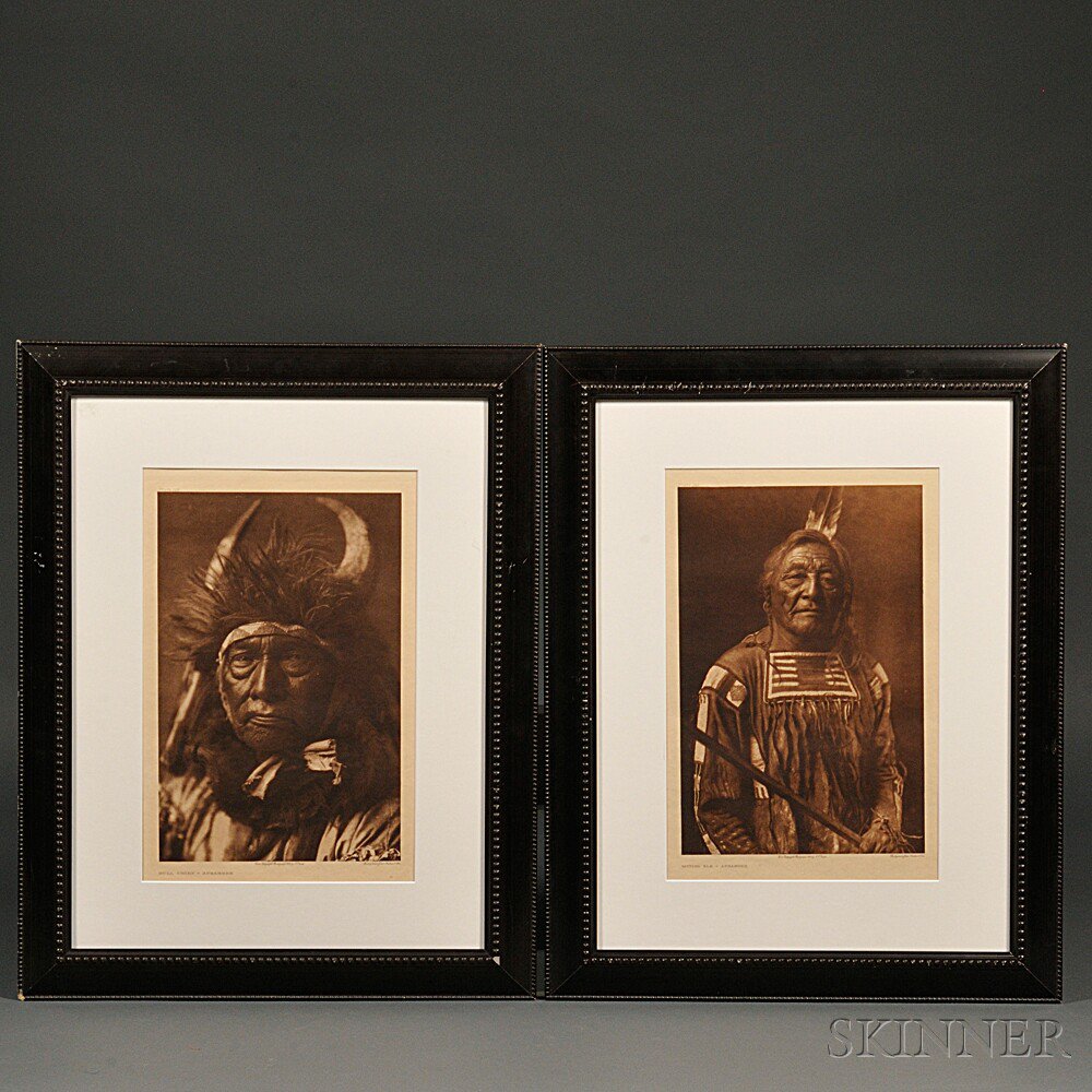 Appraisal: Two Framed Edward Curtis Photogravures both copyright Absoroke Sitting Elk