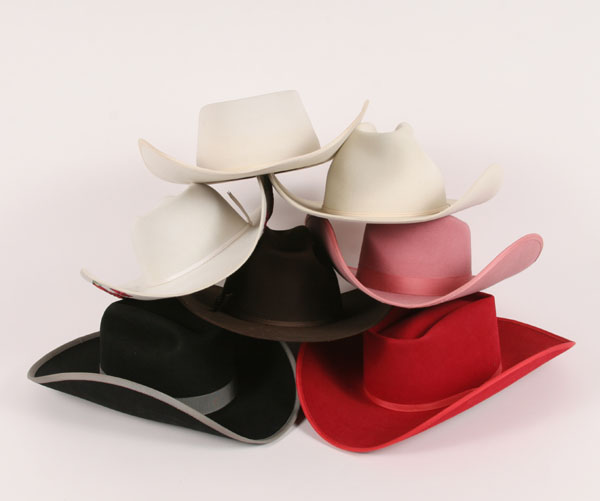 Appraisal: Collection vintage cowboy hats seven fur felt lids mfg by