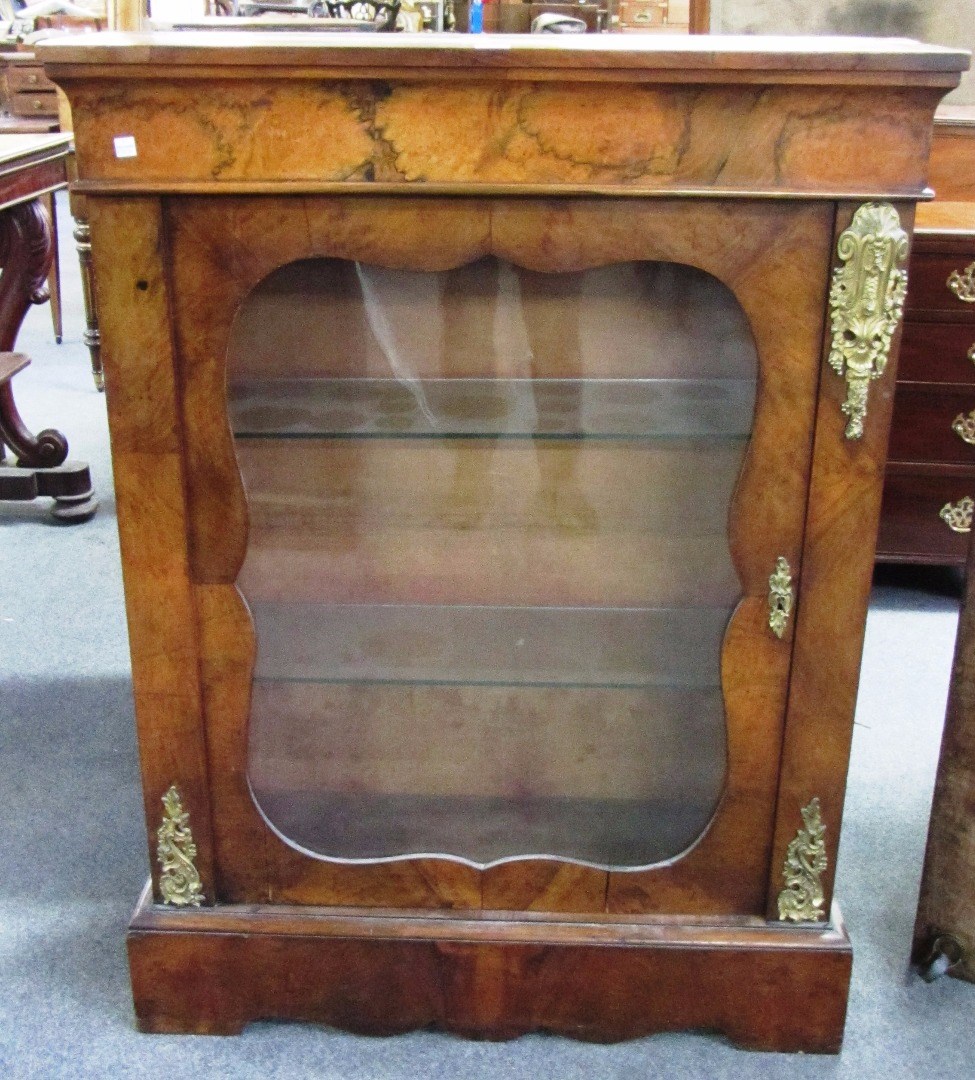 Appraisal: A Victorian gilt metal mounted figured walnut pier cabinet the