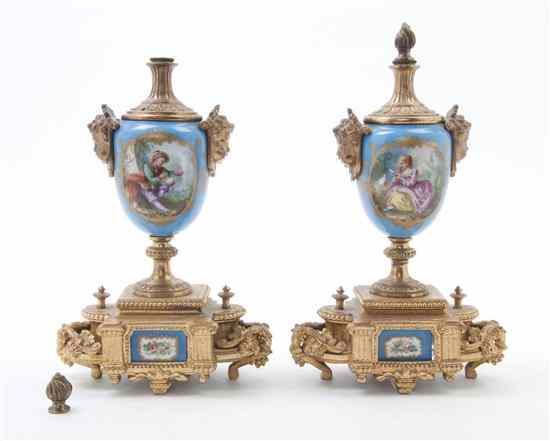 Appraisal: A Pair of Sevres Style Porcelain and Gilt Metal Mounted