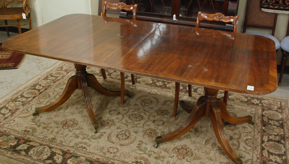 Appraisal: FEDERAL STYLE MAHOGANY TWO-PART DINING TABLE WITH LEAF American c