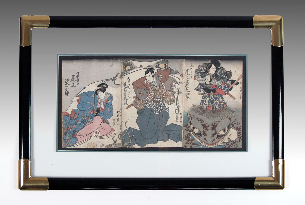 Appraisal: FRAMED TOGETHER ARE JAPANESE KABUKI ACTOR PRINTS BY KUNIYOSHI Two