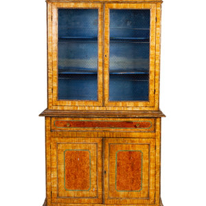 Appraisal: An Italian Grain-Painted Bookcase Cabinet Early th Century Height x