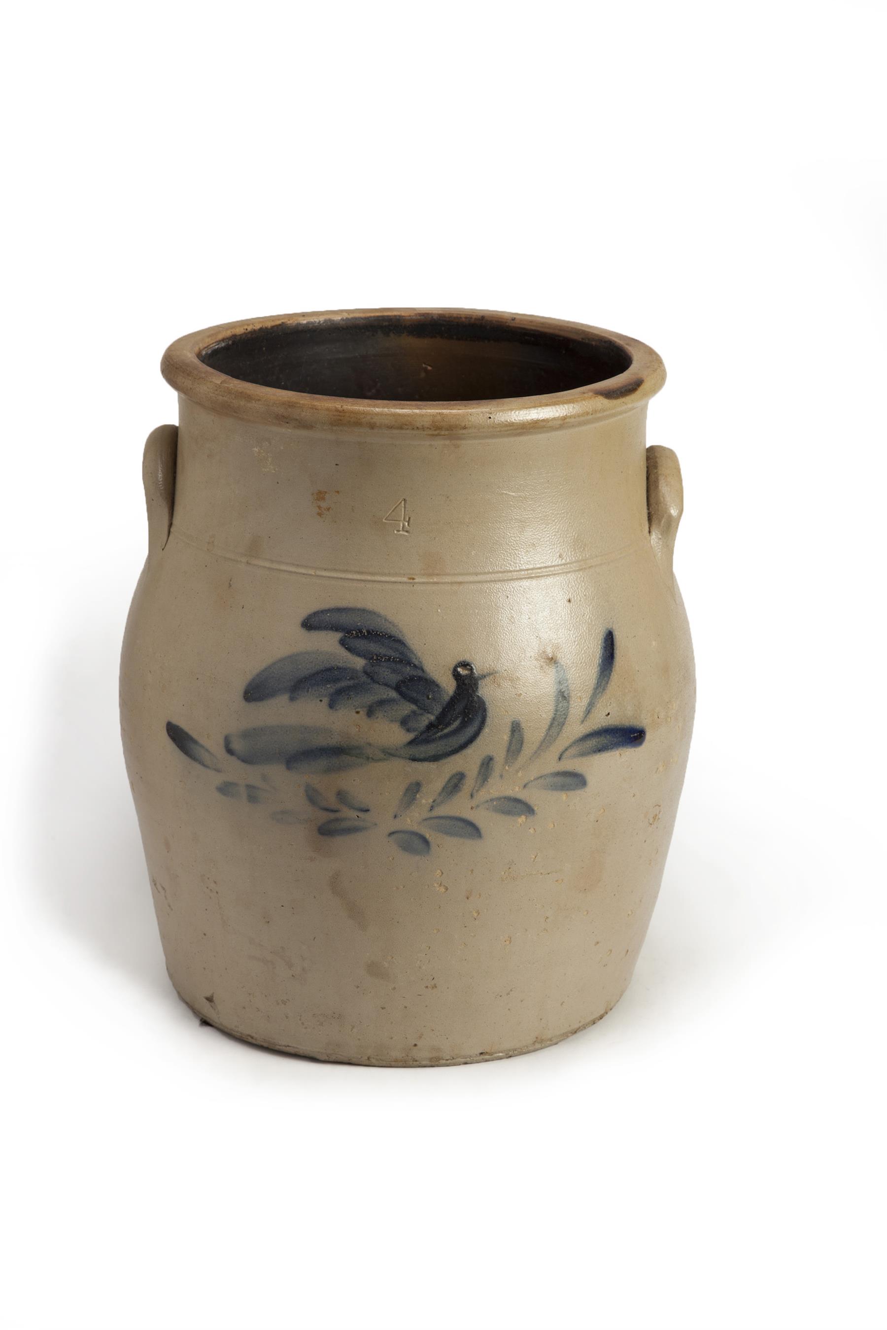 Appraisal: AMERICAN STONEWARE CROCK Second half- th century Impressed brushed cobalt