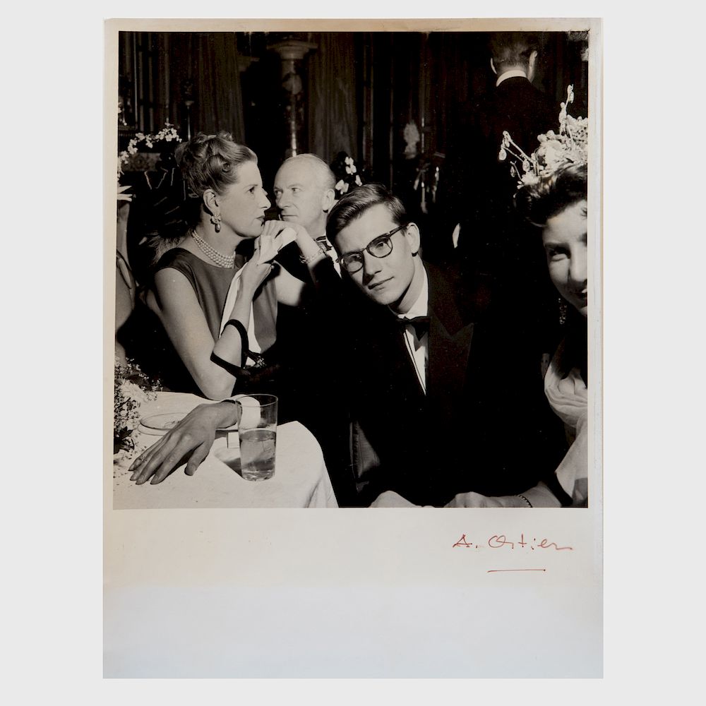 Appraisal: Alain Oitier Yves St Laurent Black and white photograph signed