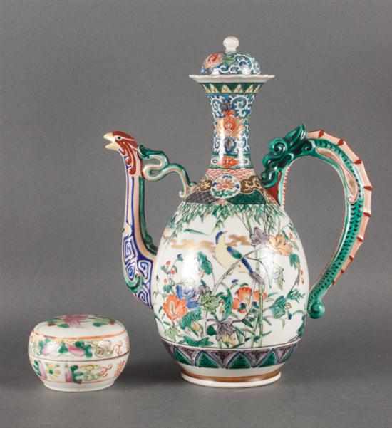 Appraisal: Japanese Imari porcelain wine ewer and a Chinese Export Famille