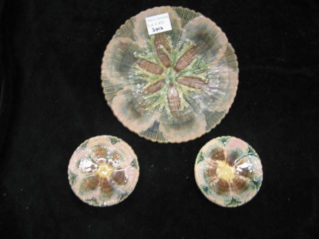 Appraisal: Pcs Majolica Pottery Seaweed Shell butter pats and plate