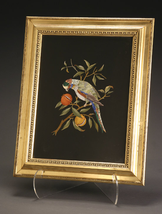 Appraisal: Italian Pietra Dura Inlaid Slate Still-Life Plaque Circa Depicting a