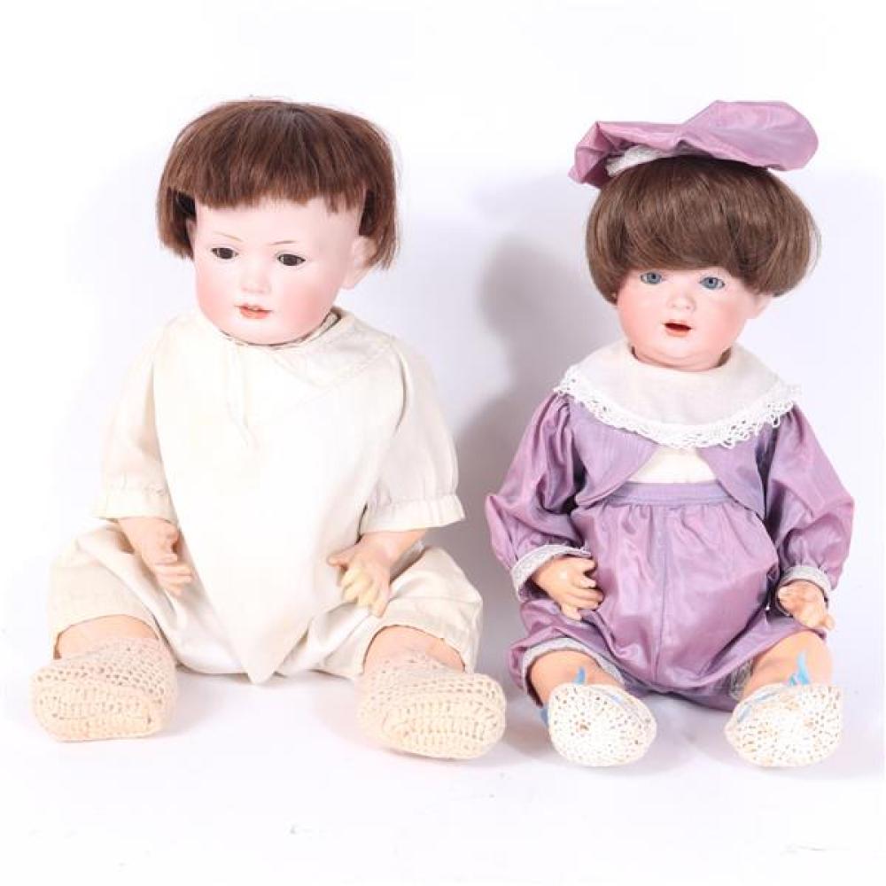 Appraisal: TWO GERMAN BISQUE SOCKET HEAD CHARACTER BABY DOLLS BAHR PROSCHILD