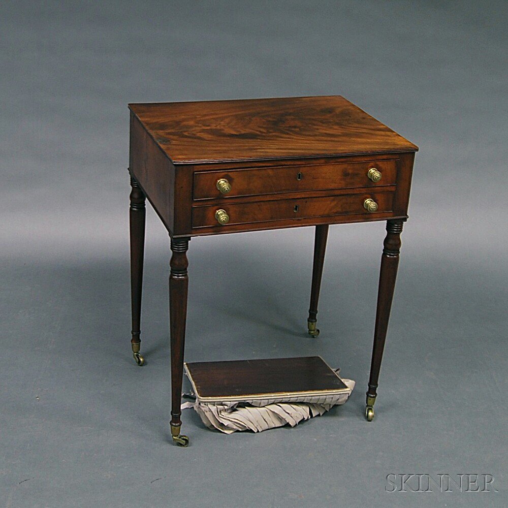 Appraisal: Regency Mahogany Sewing Table England early th century the rectangular