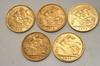 Appraisal: COINS - Lot of gold half Sovereigns Victoria George VIII