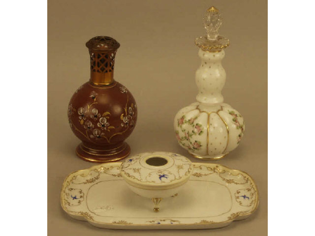 Appraisal: Collection of pieces include Nippon hand painted hair receiver with