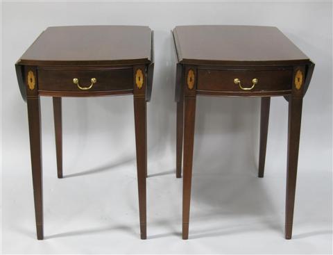 Appraisal: PAIR HICKORY CHAIR MAHOGANY PEMBROKE TABLES th century the rectangular