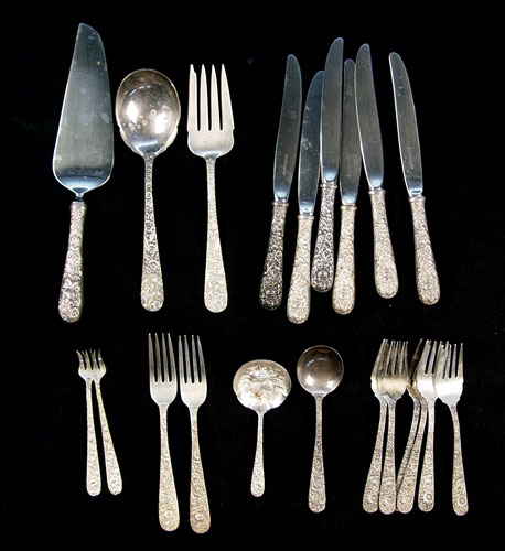 Appraisal: ESTATE LOT S KIRK SONS STERLING REPOUSSE FLATWARE pieces by