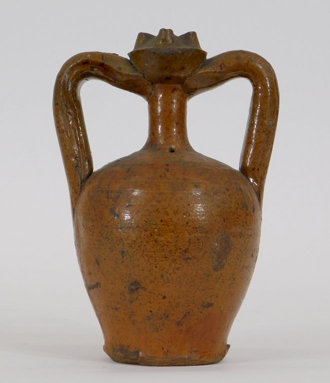 Appraisal: C Continental Glazed Redware Vasiform Jug Candle Europe th Century