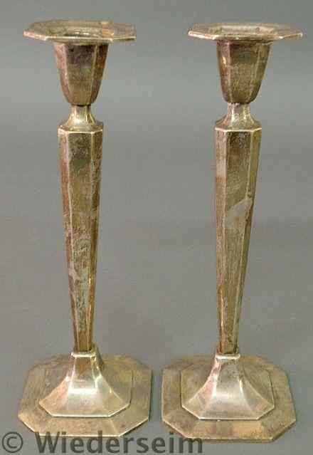 Appraisal: Pair of weighted sterling silver candlesticks by Wallace h