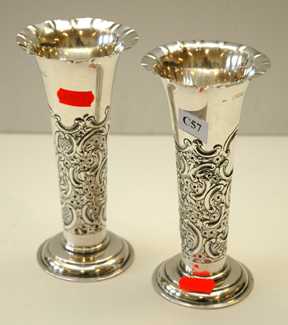 Appraisal: PAIR OF STERLING SILVER VASES