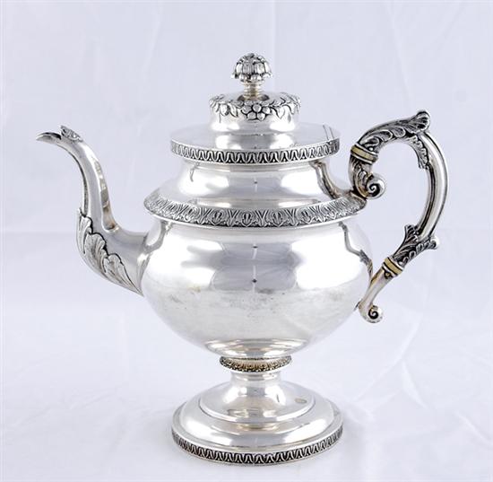 Appraisal: American coin silver coffeepot R W Wilson Philadelphia circa floral