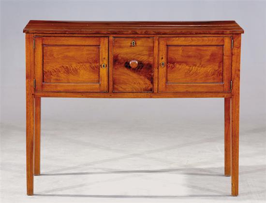 Appraisal: Southern walnut huntboard th century rectangular square-edged top over case