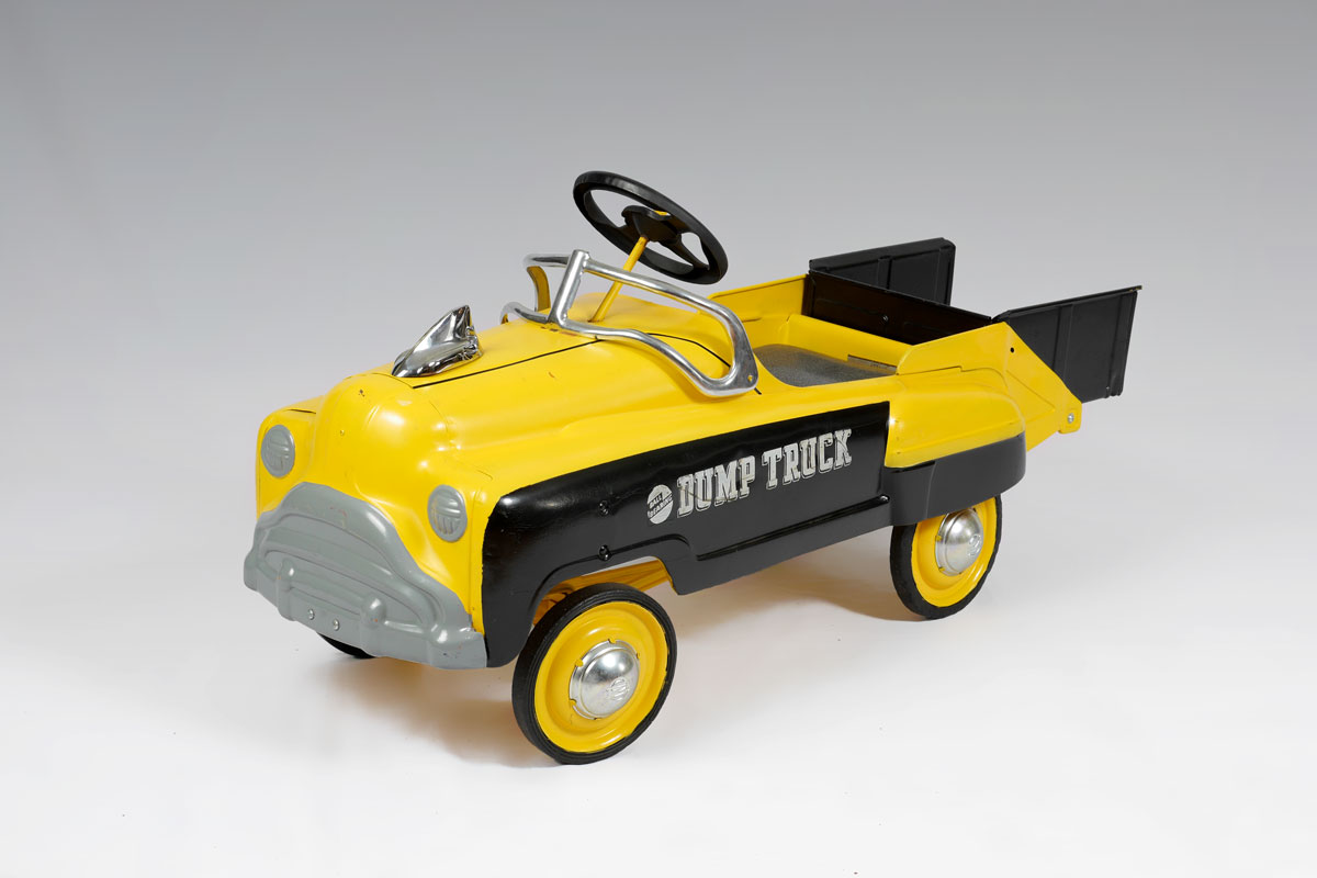 Appraisal: 'S MURRAY SAD FACE DUMP TRUCK PEDAL CAR Yellow and