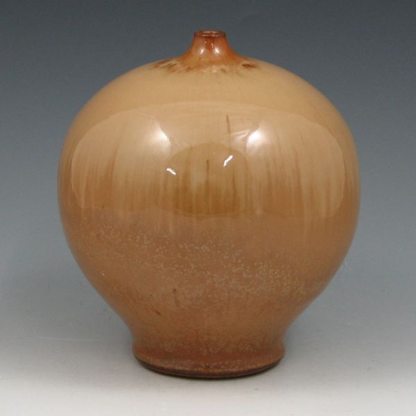 Appraisal: Studio pottery vase in a bulbous form with pinched rim