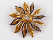 Appraisal: A yellow metal tests carat gold diamond and enamel brooch