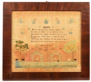 Appraisal: Early th Century Religious Text Sampler Signed Sarah Brown Religious