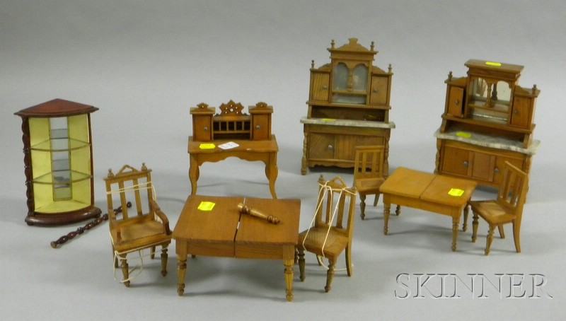 Appraisal: Approximately Thirty-six Pieces of Wood and Tin Dollhouse Furniture with