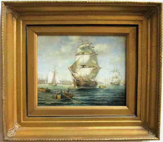 Appraisal: HENRY COOPER OIL ON CANVAS British b Harbor scene with