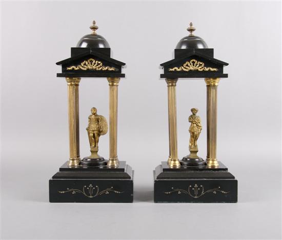 Appraisal: A Pair of Portico Form Slate and Gilt Metal Garnitures