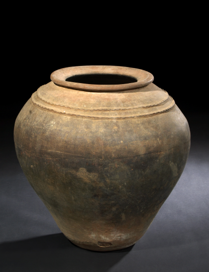 Appraisal: Large Chinese Stoneware Open-Mouthed Storage Jar second half th century