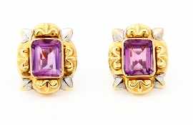 Appraisal: A pair of ct gold amethyst earrings gms