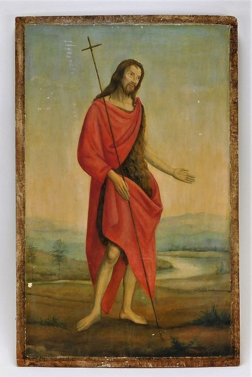 Appraisal: Old Master John the Baptist Panel Painting Europe th Century