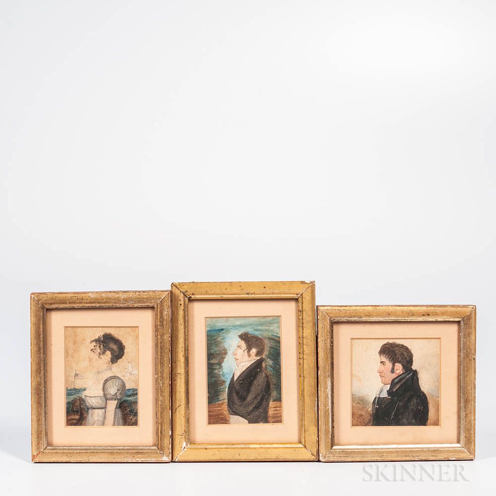 Appraisal: Alpheus Chapin Massachusetts th Century Three Miniature Portraits Horrace Billings