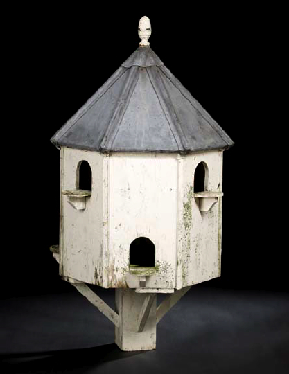 Appraisal: Large English Painted Wood and Lead Hexagonal Martin Birdhouse second