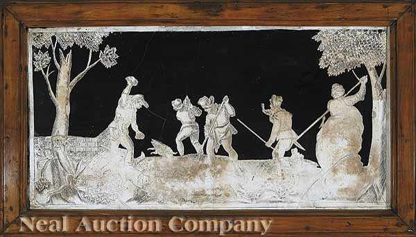 Appraisal: An Antique Italian Slate and Sgraffito Marble Plaque th c