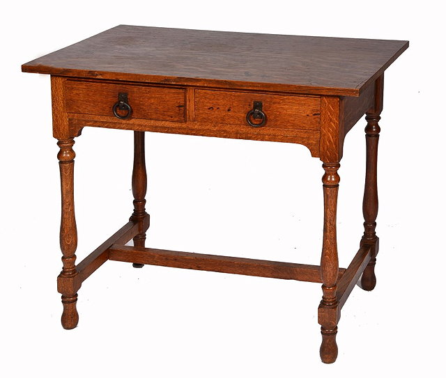 Appraisal: A HEALS OAK TWO DRAWER WRITING TABLE number from the