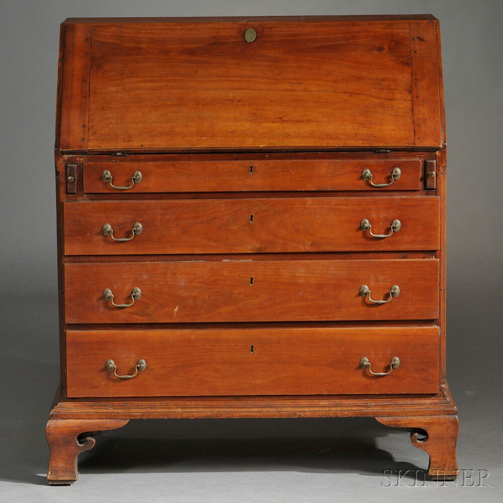 Appraisal: Connecticut Cherry Slant-lid Desk possibly Woodbury Connecticut late th century