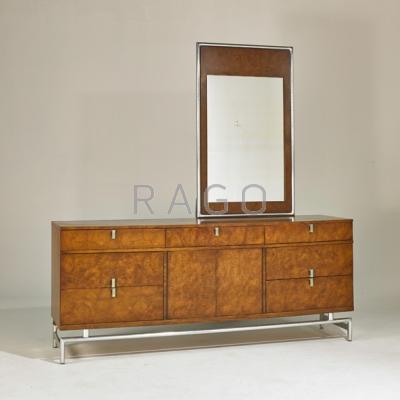 Appraisal: WHITE FURNITURE COMPANY Cabinet and mirror USA s Walnut maple