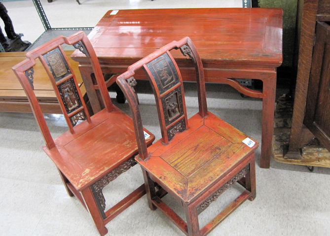 Appraisal: MING STYLE CHILD'S TABLE AND CHAIR SET Chinese early th